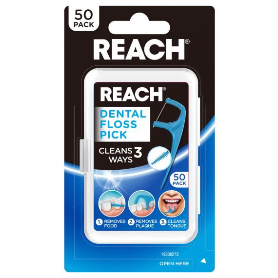 Reach Dental Floss Pick 3 Ways 50 Pack