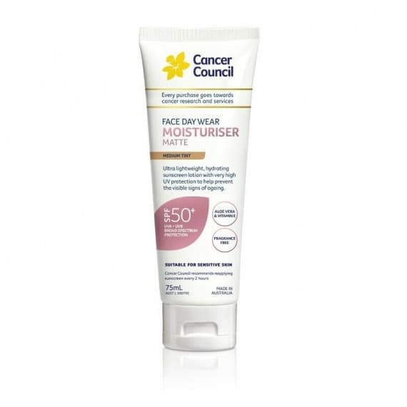 Cancer Council Face Daywear Moisturiser Matte Medium Tint SPF 50 Plus 75ml