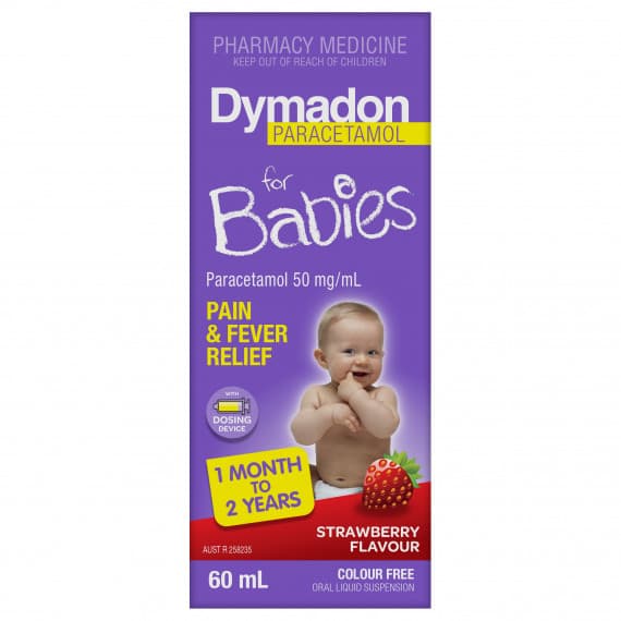 Dymadon for Babies 1 Month to 2 Years Colour Free Strawberry 60ml