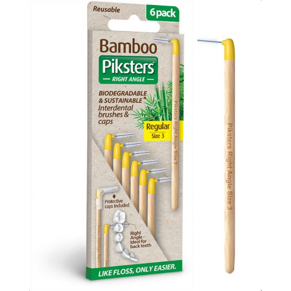 Piksters Bamboo Right Angle Interdental Brush Size 3 6 Pack