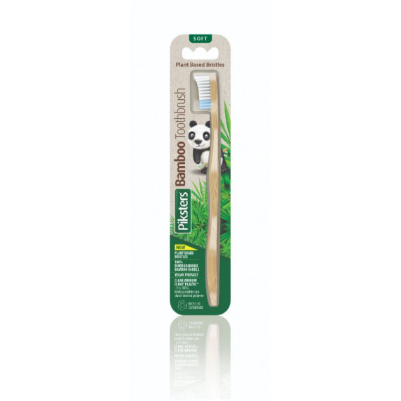 Piksters Bamboo Adult Soft Toothbrush for gentle eco-friendly cleaning - Pharmacy Direct