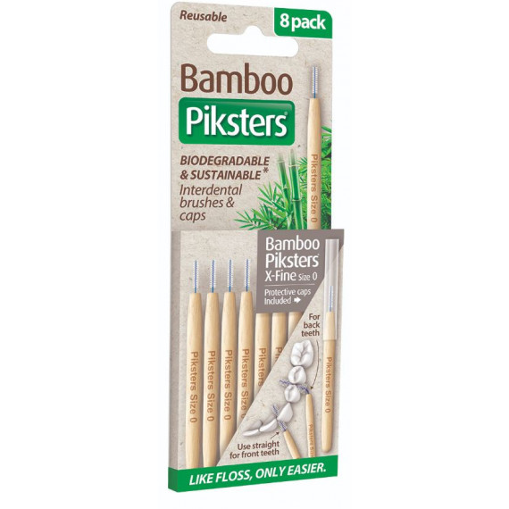 Piksters Bamboo Straight Interdental Brush Size 0 8 Pack