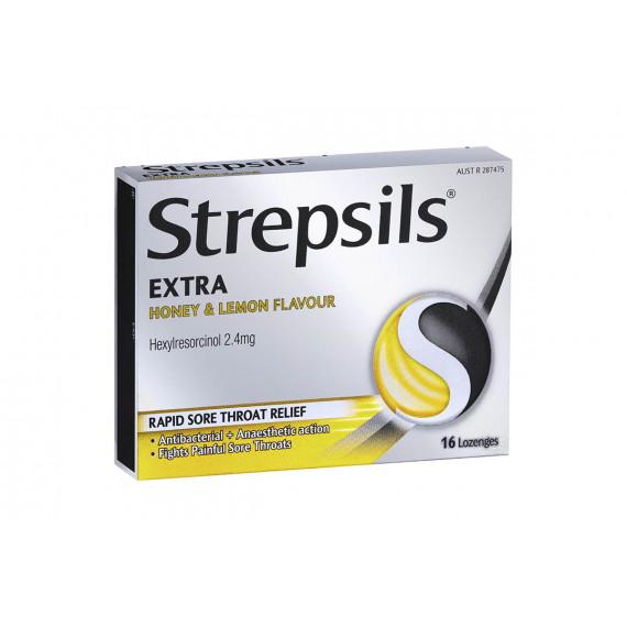 Strepsils Extra Honey & Lemon 16 Lozenges for sore throat relief - Pharmacy Direct