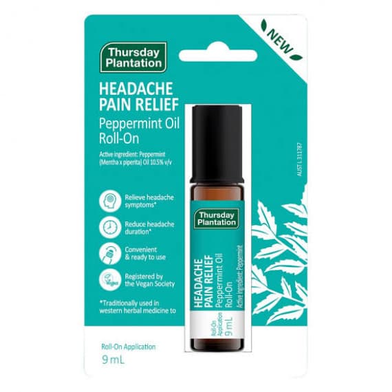 Thursday Plantation Headache Pain Relief Peppermint Oil Roll-On 9ml - Natural headache relief - Pharmacy Direct
