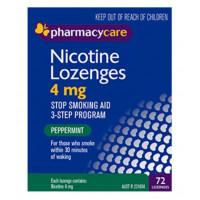 Pharmacy Care Nicotine Lozenges 4mg Peppermint 72 Pack