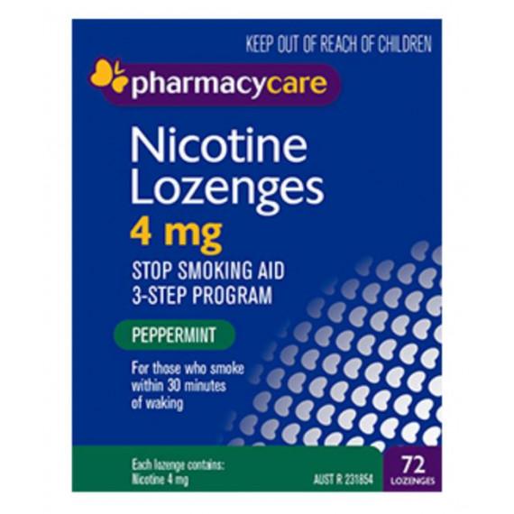 Pharmacy Care Nicotine Lozenges 4mg Peppermint 72 Pack