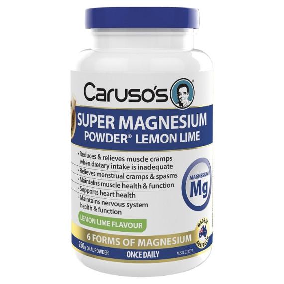 Caruso's Super Magnesium Powder Lemon Lime 250g - Boost energy & relax with Pharmacy Direct