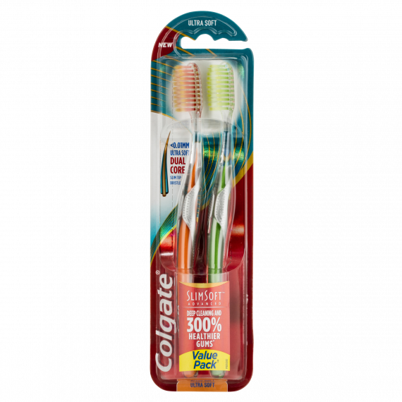 Colgate Slim Soft Advance Ultra Soft Toothbrush 2 Pack