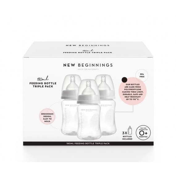 New Beginnings PP Bottle 180ml 3-Pack for safe feeding - Pharmacy Direct