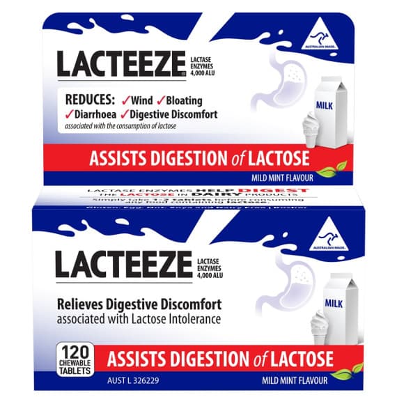 Lacteeze Strength Tablets 120 Tablets - Relieve Lactose Intolerance - Pharmacy Direct