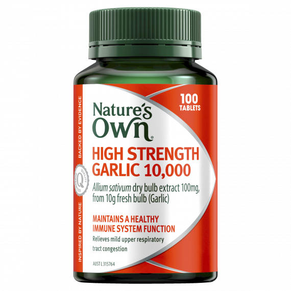 Natures Own High Strength Garlic 10000mg 100 Tablets - Heart and Immune Support - Pharmacy Direct