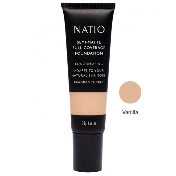 Natio Semi-Matte Full Coverage Foundation Vanilla 30g - Smooth Finish - Pharmacy Direct