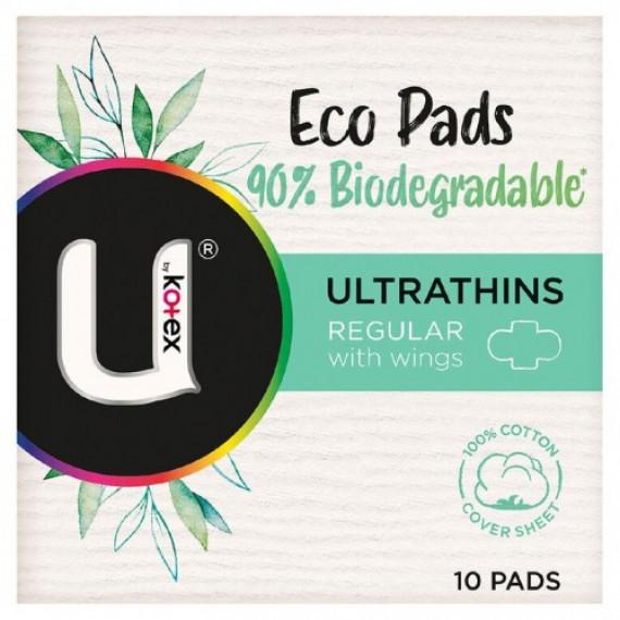 U by Kotex Cotton Ultrathin Pads Super with Wings 10 Pack - Secure Comfort - Pharmacy Direct