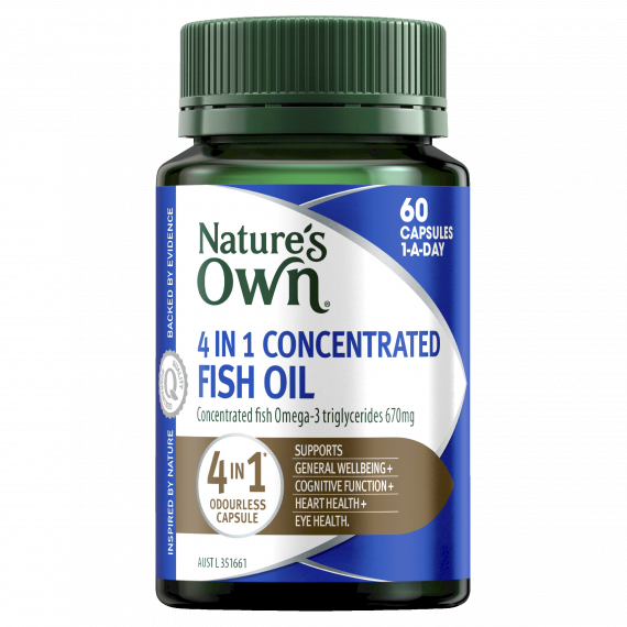 Nature's Own 4-in-1 Concentrated Fish Oil Odourless 60 Capsules at Pharmacy Direct