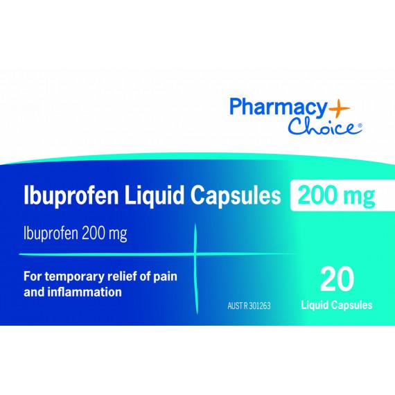 Buy Pharmacy Choice Ibuprofen 200mg 20 Liquid Capsules Online Pharmacy Direct AU