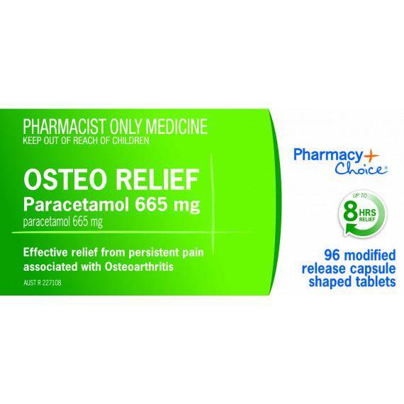 Pharmacy Choice Osteo Relief Paracetamol 665mg 96 Caplets S3