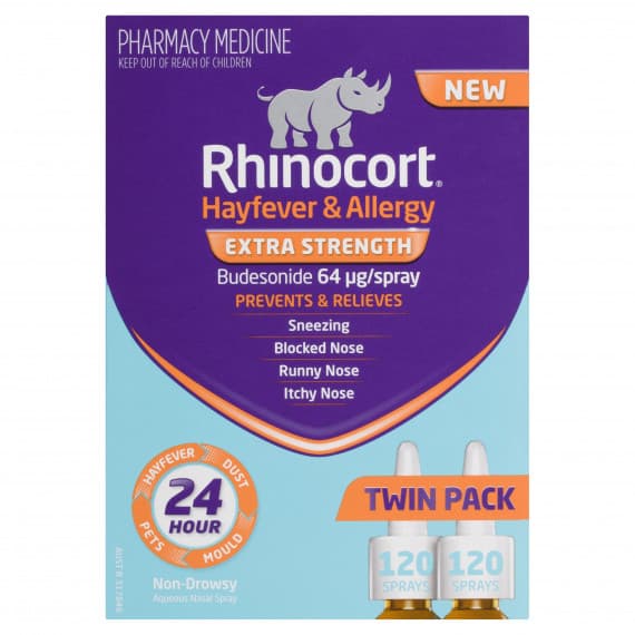 Rhinocort Hayfever & Allergy Extra Strength Nasal Spray 64mcg 240 Doses (Twin Pack)