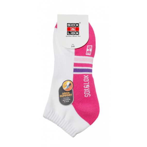 Buy Sox and Lox Ladies Sports Cushioned Anklet Arch Support Socks White/Pink Size 3 to 9 Online Pharmacy Direct AU