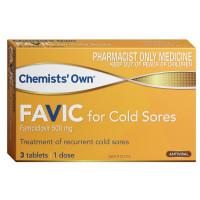 Chemists Own Favic For Cold Sores 500mg 3 Tablets