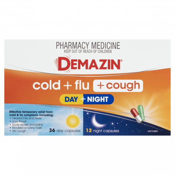 Demazin Cold Plus Flu Plus Cough Day and Night 48 Capsules