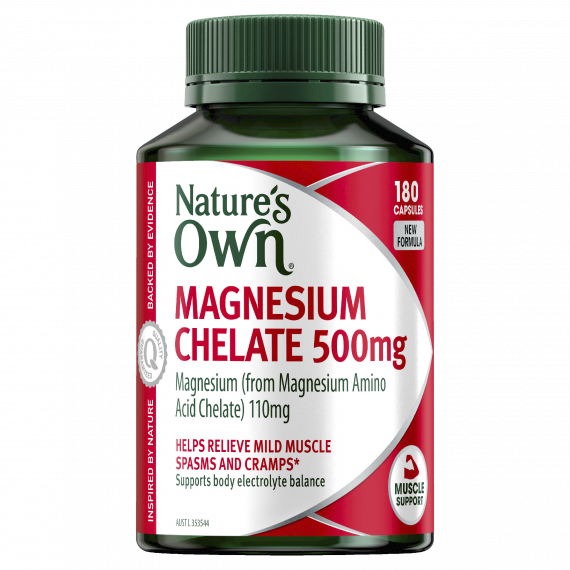 Natures Own Magnesium Chelate 500mg 180 Capsules - Muscle Health Support - Pharmacy Direct