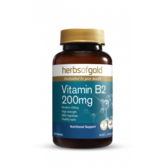 Herbs of Gold Vitamin B2 200mg 60 Tablets - Energy and Skin Health Support - Pharmacy Direct