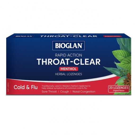 Bioglan Rapid Action Throat-Clear Lozenges 20 Pack - Fast Relief - Pharmacy Direct