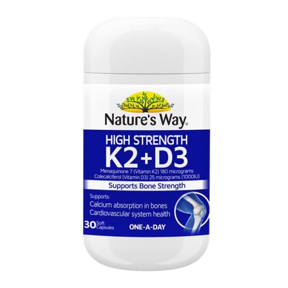 Natures Way Vitamin K2 Plus D3 30 Capsules for Bone and Heart Health - Pharmacy Direct