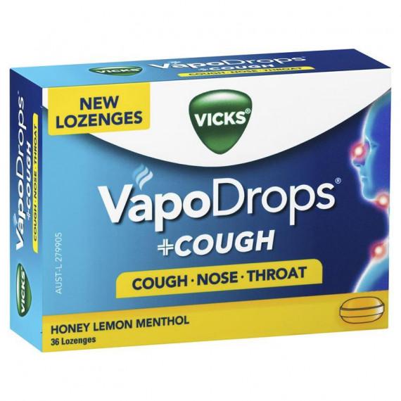 Vicks Vapodrops Honey Lemon Menthol Lozenges 36 Pack for Cough Relief at Pharmacy Direct
