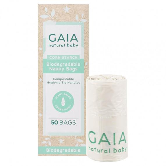 GAIA Natural Baby Biodegradable Nappy Bags 50 Pack - Eco-Friendly and Gentle - Pharmacy Direct