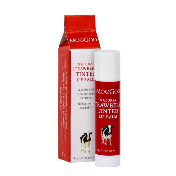 MooGoo Natural Lip Balm Strawberry Tinted 5g - Nourishing Lip Care - Pharmacy Direct