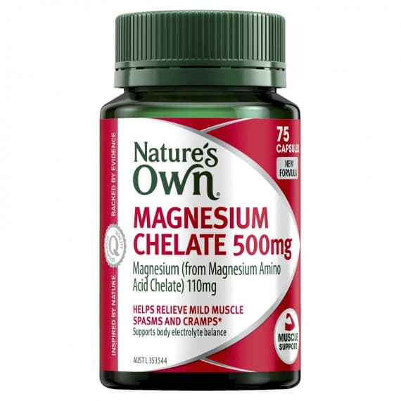 Natures Own Magnesium Chelate 500mg 75 Capsules - Energy and Muscle Support - Pharmacy Direct