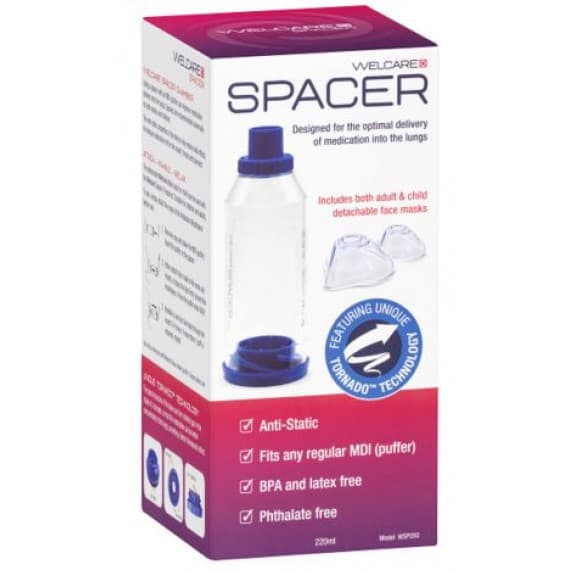 Welcare Spacer with 1 Adult Mask and 1 Child Mask - Comfortable Breathing - Pharmacy Direct