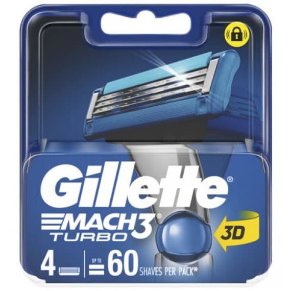 Gillette Mach3 Turbo Replacement Cartridges 4 Pack - Smooth Shave Every Time - Pharmacy Direct