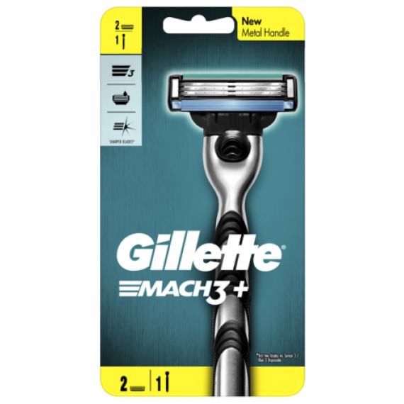 Gillette Mach3+ Razor (1 Handle + 2 Cartridges) - Close Shave Comfort - Pharmacy Direct