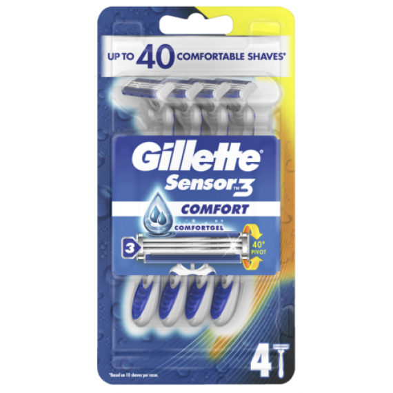 Gillette Sensor 3 Comfort Disposable Razors 4 Pack