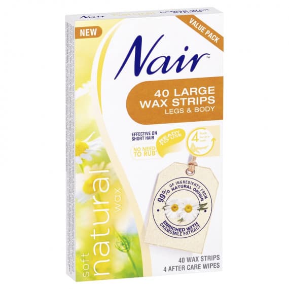 Nair Soft Natural Wax 40 Large Strips - Smooth Hair Removal - Pharmacy Direct