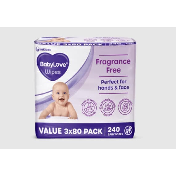 Babylove Everyday Wipes 240 Pack (3 x 80 Pack) - Gentle Freshness - Pharmacy Direct