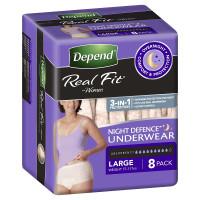 Depend Real Fit Womens Night Defence Underwear 8 Pack