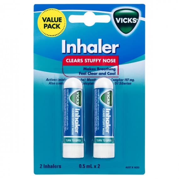Vicks Nasal Decongestant Inhaler 2 Pack - Fast Sinus Relief - Pharmacy Direct