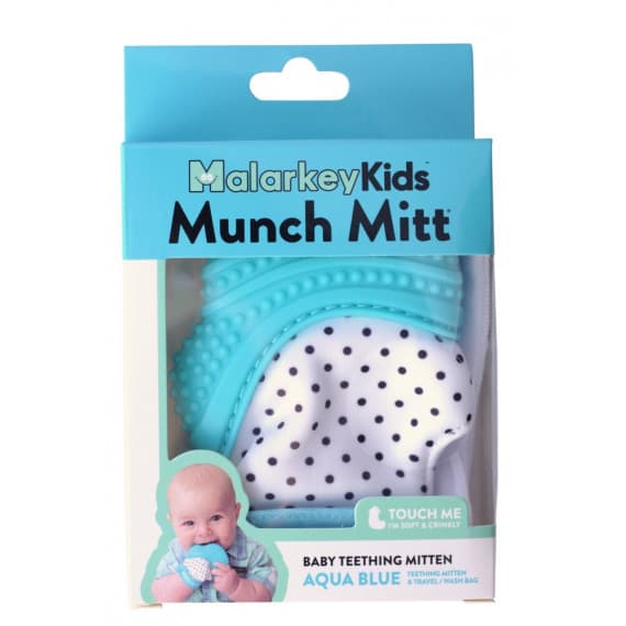 Malarkey Kids Munch Mitt Teething Aqua Blue - Baby Teething Relief - Pharmacy Direct