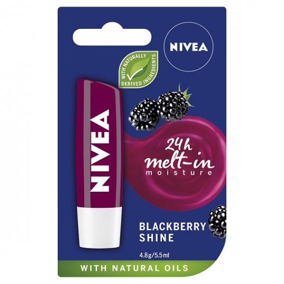 Nivea Caring Lip Balm Blackberry Shine 4.8g - Moisturising Lip Care - Pharmacy Direct