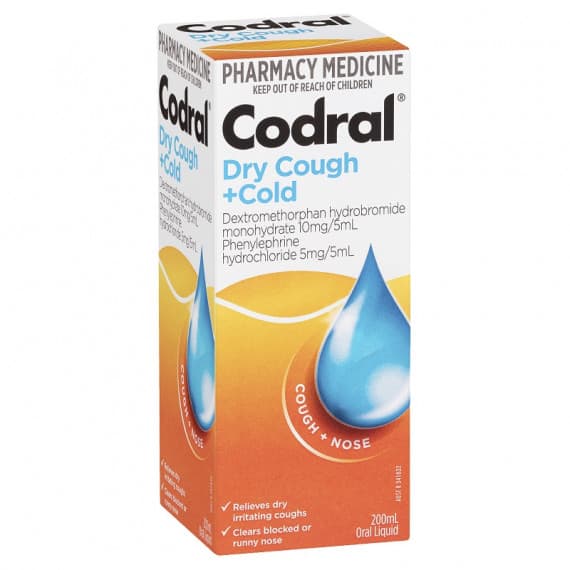 Buy Codral Dry Cough Plus Cold Oral Liquid Berry 200ml Online Pharmacy Direct AU