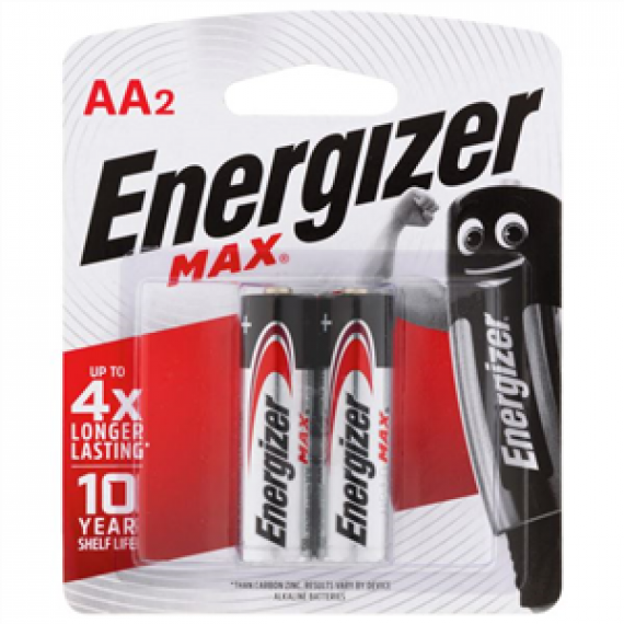 Energizer Max AA Alkaline Batteries 2 Pack - Available at Pharmacy Direct