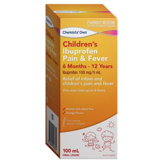 Buy Chemists Own Childrens Ibuprofen Pain and Fever for 6 Months to 12 Years 100ml Online Pharmacy Direct AU