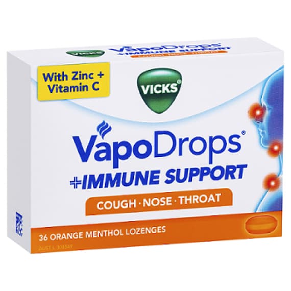 Vicks VapoDrops Immune Support Orange 36pk Expiry AUG/ 25