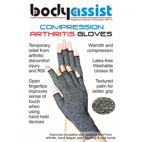 BodyAssist Compression Arthritis Gloves (Grey) Medium