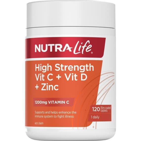 Buy NutraLife High Strength Vitamin C 1200 Plus D Plus Zinc 60 Tablets Online Pharmacy Direct AU