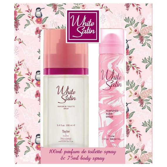 Buy White Satin by Taylor of London Women PDT 100ml and 75ml Body Spray Gift Set Online Pharmacy Direct AU