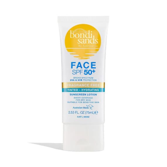 Bondi Sands SPF 50+ Fragrance Free Tinted - Hydrating Face Sunscreen Lotion 75ml
